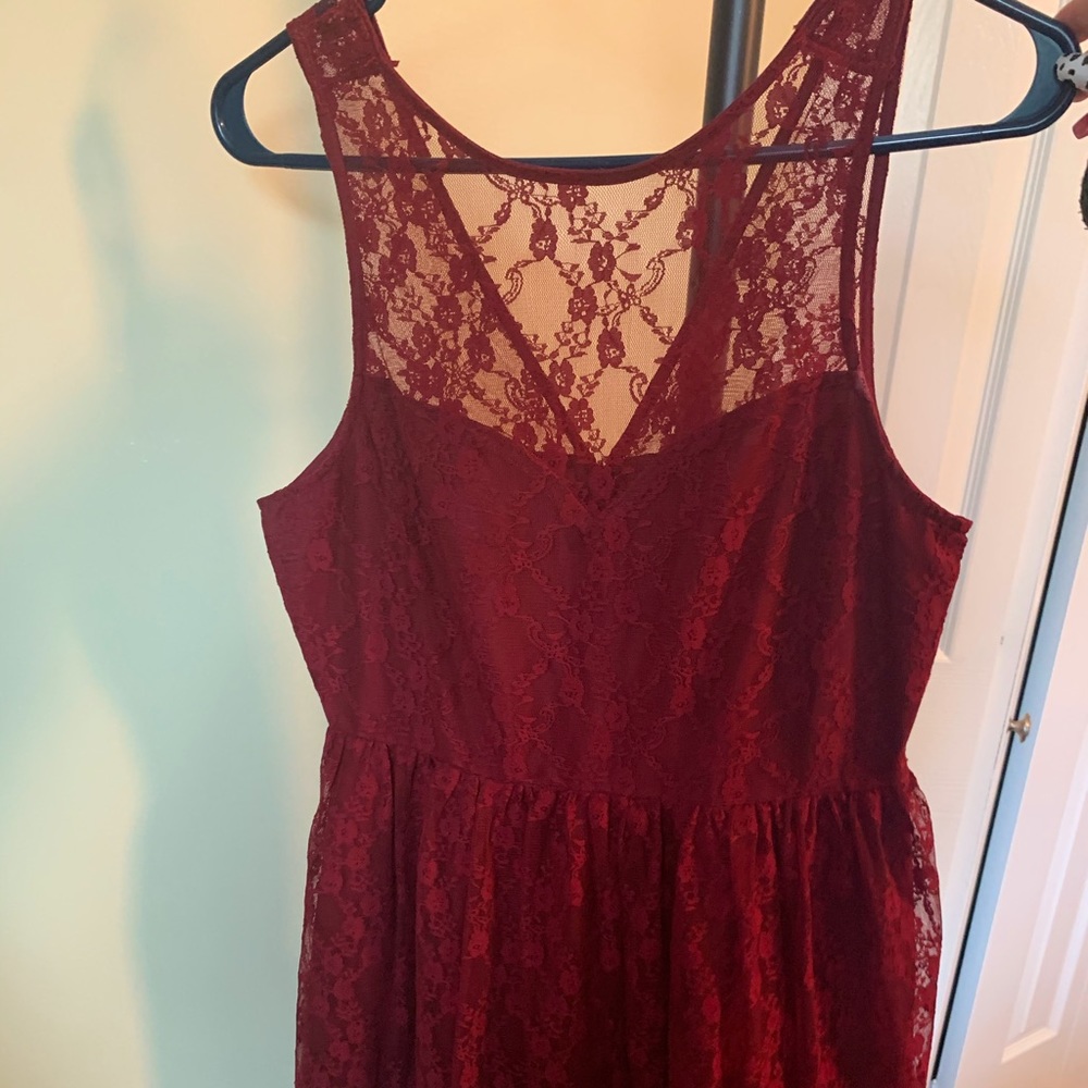 Red lace short dress